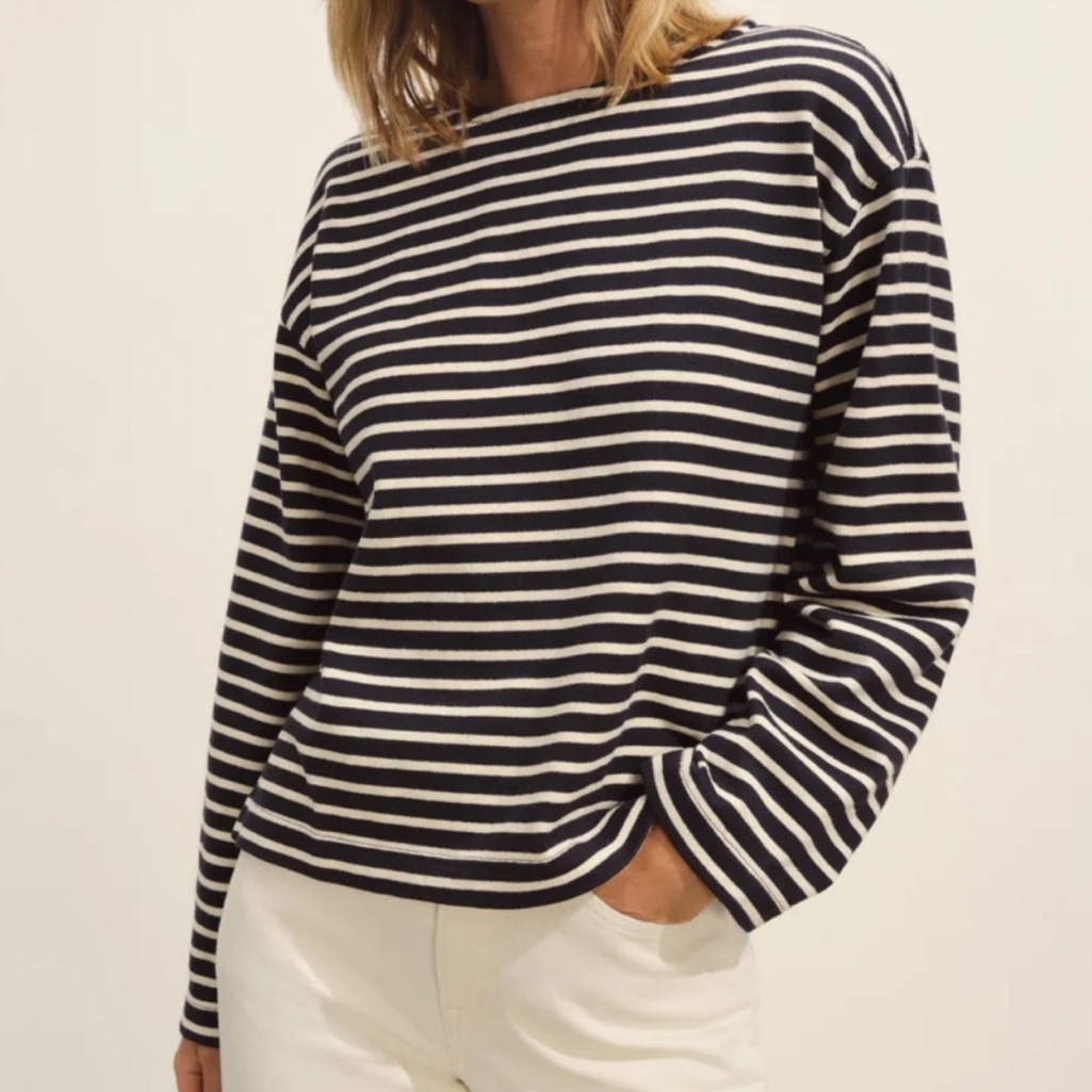 Buck Mason Catalina Top In Black/Natural Stripe Xs